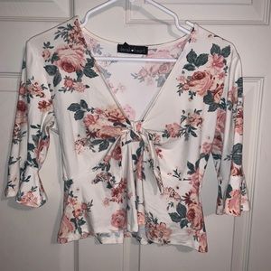 Crop floral half sleeve